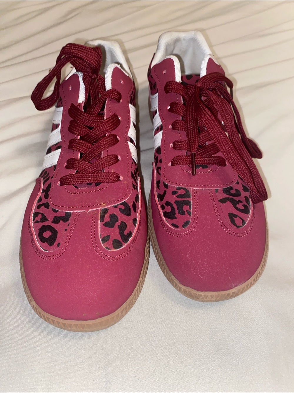 Red Leopard Print Samba-Style Sneakers - Like New